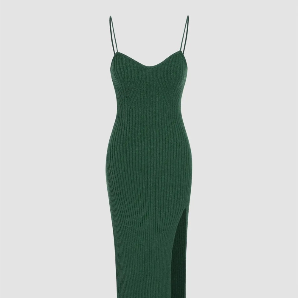 Cider Holiday  Green Ribbed Maxi Dress